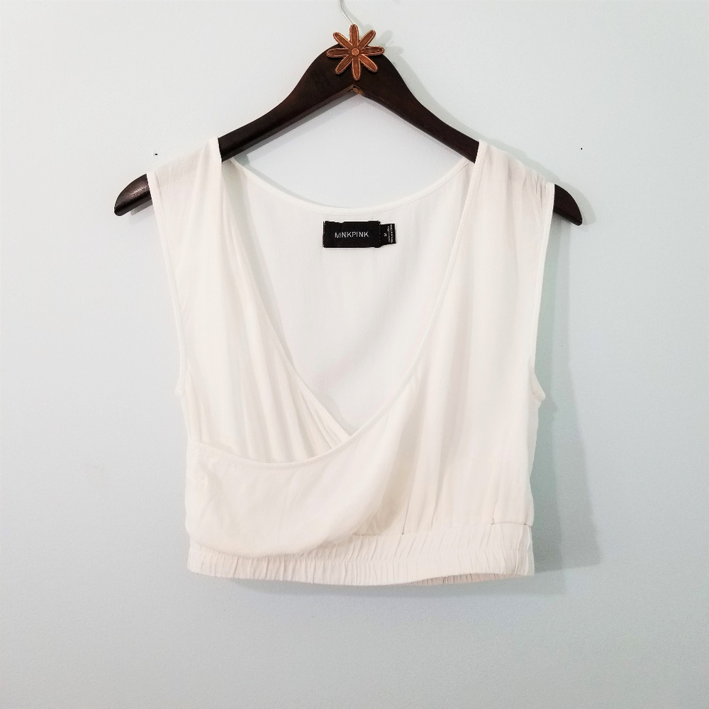 MINKPINK Ivory White Crop Top M